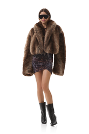 Stephanie Fur Jacket - Stripe Taupe