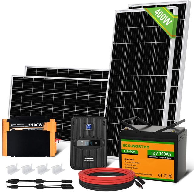 400W 12V (4x100W) Complete MPPT Off Grid Solar Kit