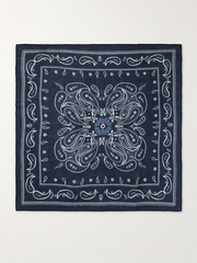 Paisley-Print Wool Scarf - navy - One Size
