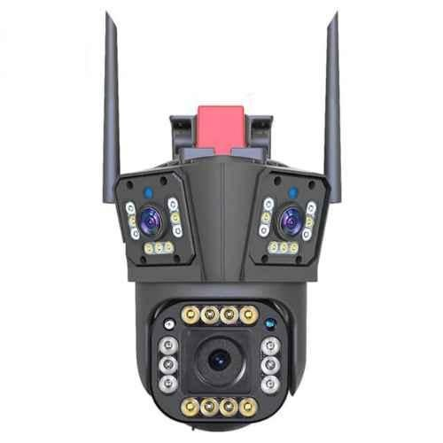 Power Pixel 12MP 4K PTZ Outdoor Smart Wi-Fi Camera with Three Lens, Three Screens, Auto Tracking 10X Zoom, IP66 Waterproof & Colour Night Vision