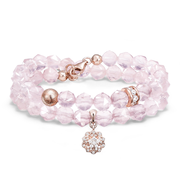 Violet Double Wrap Rose Quartz & Meteorite Bracelet