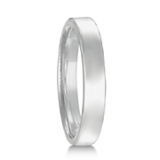 Dome Comfort Fit Wedding Ring Men's European Band 14k White Gold (3mm)