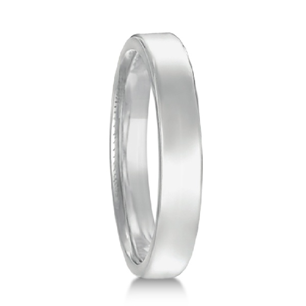 Dome Comfort Fit Wedding Ring Men's European Band 14k White Gold (3mm)