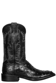 Black Jack Full Quill Ostrich & Florence Buffalo Cowboy Boots - Black