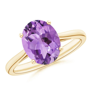 Oval Solitaire Amethyst Cocktail Ring
