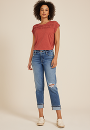 m jeans by maurices™ High Rise Boyfriend Straight Cropped Jean