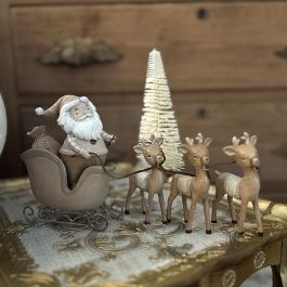 Whimsical Santa And Reindeer Sleigh Tabletop Decor