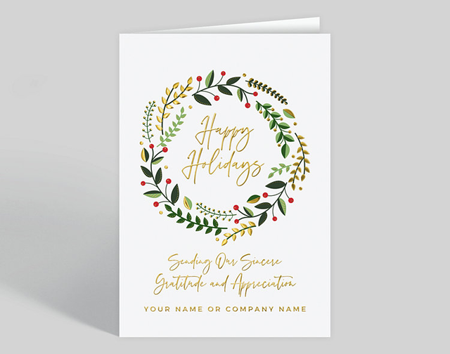 Happy Holidays Gratitude Wreath Card, 1029912 | The Gallery Collection