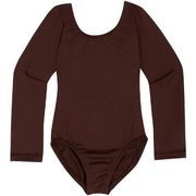 Brown Toddler & Girls Long Sleeve Leotard