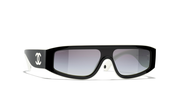 CHANEL Shield Sunglasses CH6057 Black & White - Women Luxury Sunglasses, Grey Lens