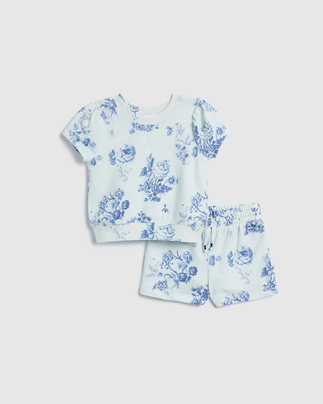 Infant Girl Indigo Bloom Short Sleeve Set
