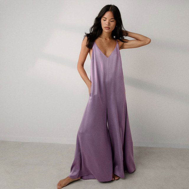 Washable Silk Elastic Strap Jumpsuit