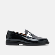 Calum Navy Patent Leather Penny Loafers