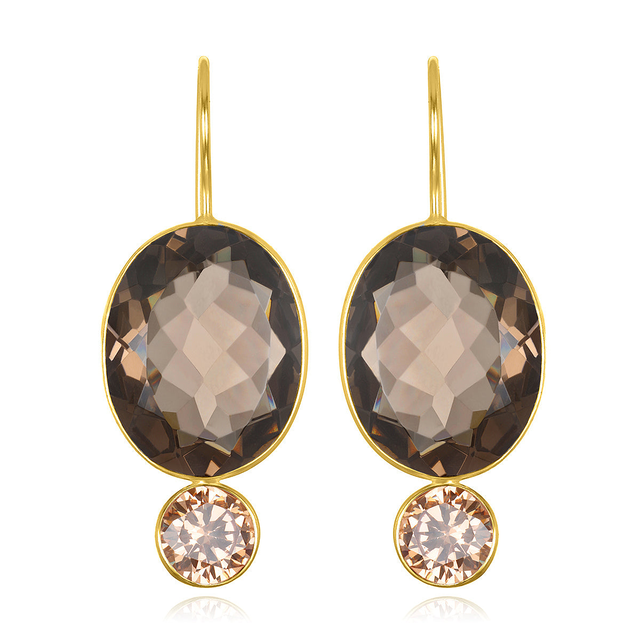 Valencia Grand Oval Earring - Smoky Gold