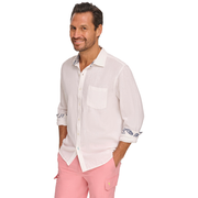 TROPICAL VIBES LINEN BLEND FINS UP SHIRT