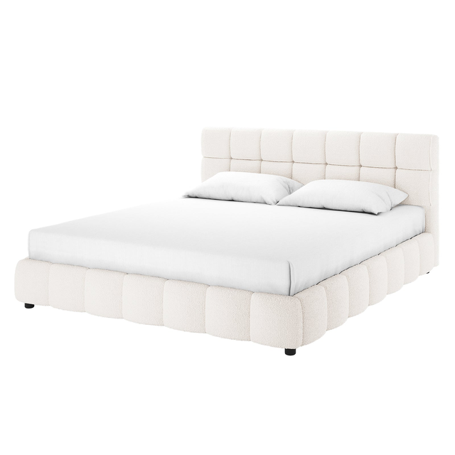 Nikias Tufted Boucle Bed Frame - Cream White