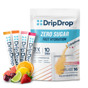 DripDrop Zero Sugar Citrus Variety Pack Electrolyte Powder, 8 oz sticks, 16 count