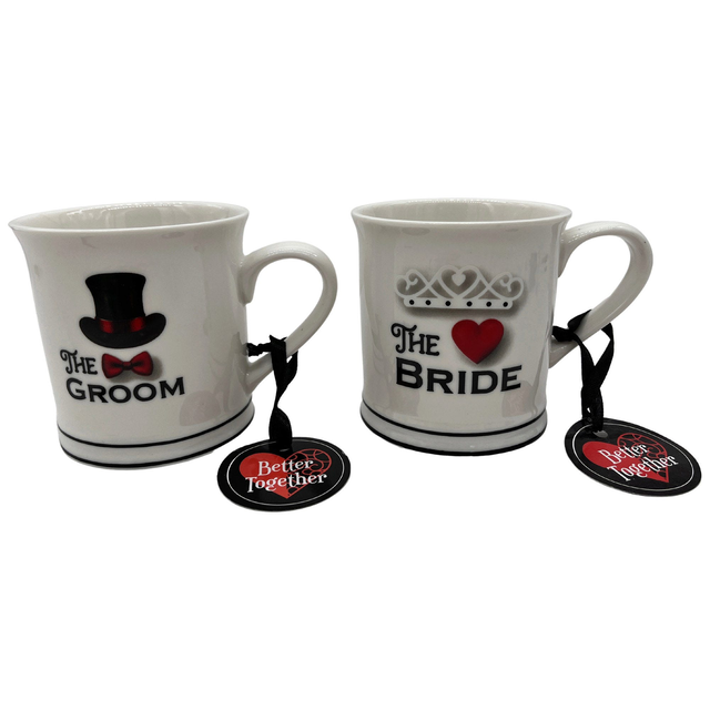 Assorted 14 oz Bride & Groom Mugs
