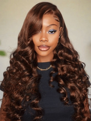 
    UNice 13x4 Lace Front Dark Ginger Brown Crimped Deep Wave Wig