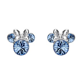 Disney Silver Minnie Blue Crystal Birthstone Stud Earrings - December - F6786