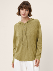 100% Extra-Fine Merino Wool Knit Hooded Sweatshirt SIA