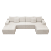 Flexo Corduroy Modular U-Shaped Sectional Couch with 2 ottomans
