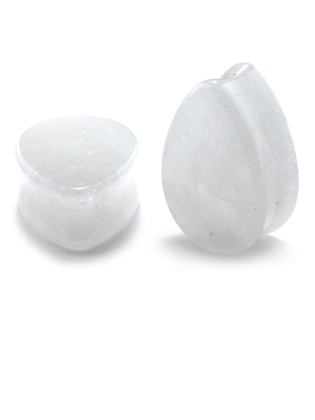 Clear Quartz Stone Teardrop Plugs