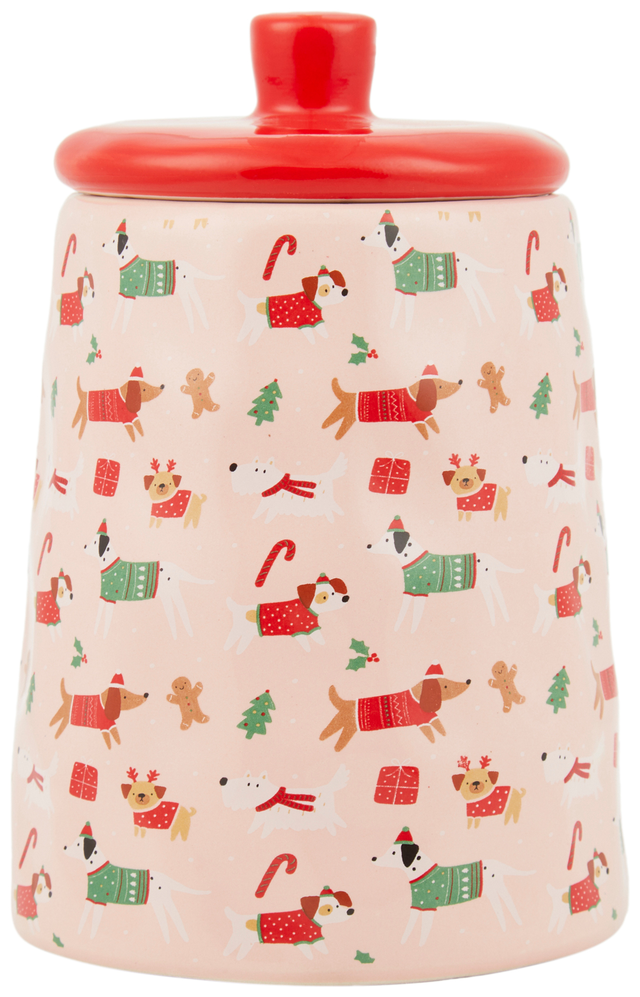 10 Strawberry Street Home Christmas Dogs Ceramic Canister ||P000809557||