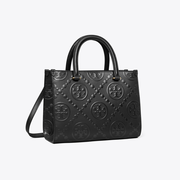 T Monogram Top-Handle Embossed Tote