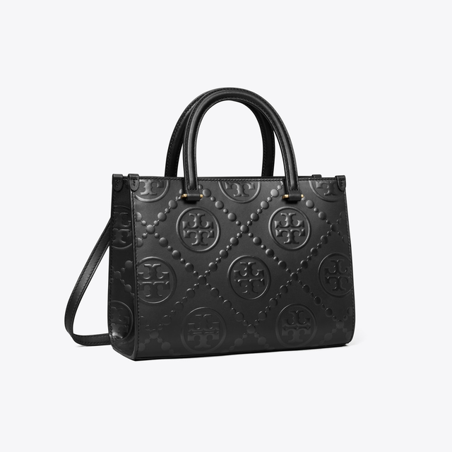 T Monogram Top-Handle Embossed Tote
