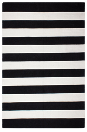 Nantucket - Black & White  Striped Indoor/Outdoor Area Rug FINAL SALE
