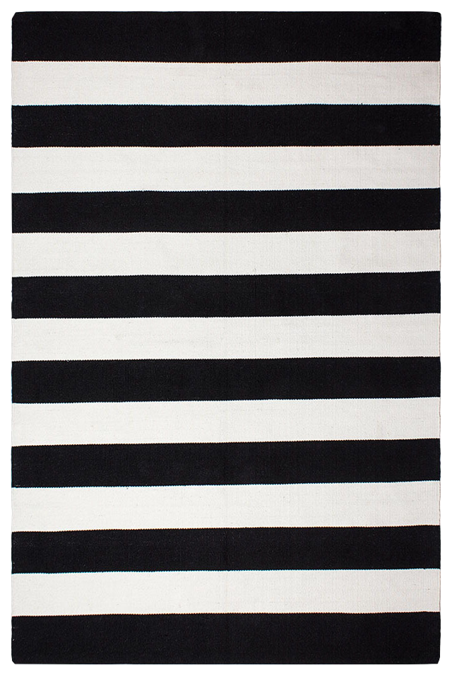 Nantucket - Black & White Striped Indoor/Outdoor Area Rug FINAL SALE