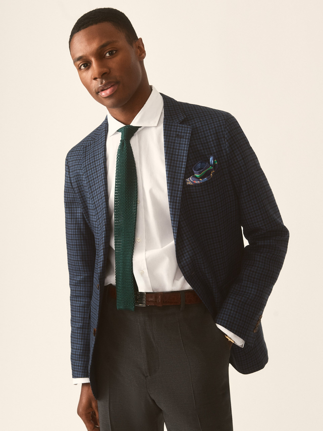Blue/Navy Houndstooth McCown Wool \u0026 Linen Sport Coat | Men's Jackets \u0026 Outerwear | J.McLaughlin