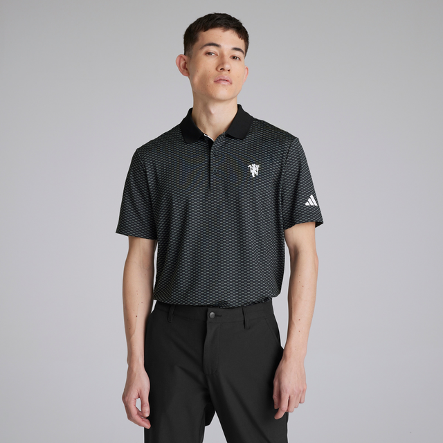 Manchester United x adidas Golf Textured Polo Shirt Black