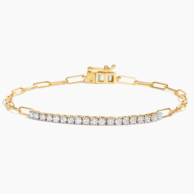 14K Yellow Gold Paperclip Lab Diamond Tennis Bracelet (1/2 ct. tw.)