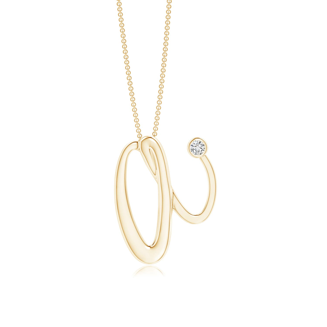 Bezel Set Diamond Lowercase "A" Initial Pendant