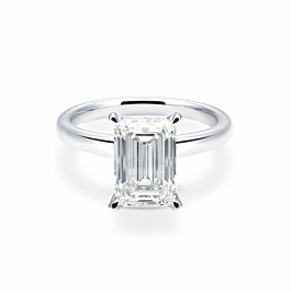 3 ct. Emerald Diamond Solitaire Ring in 14k White Gold