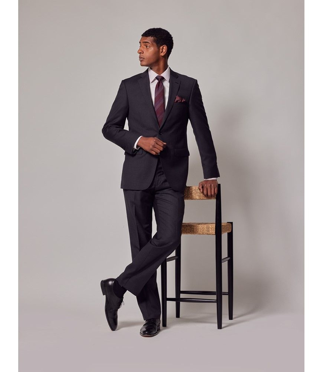 Dark Charcoal Twill Wool Classic Fit Suit