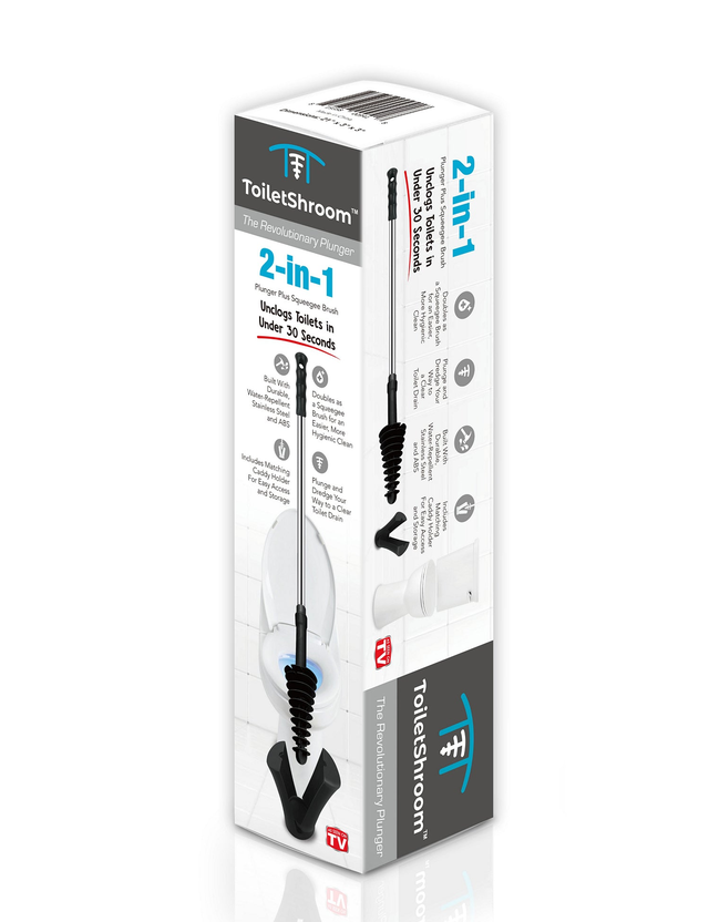 ToiletShroom (Black) Toilet Plunger that Unclogs Toilets in Seconds