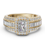 Radiant Cut Halo Baguette Accented Engagement Ring 1.00 ct Diamond Nexus Alternative