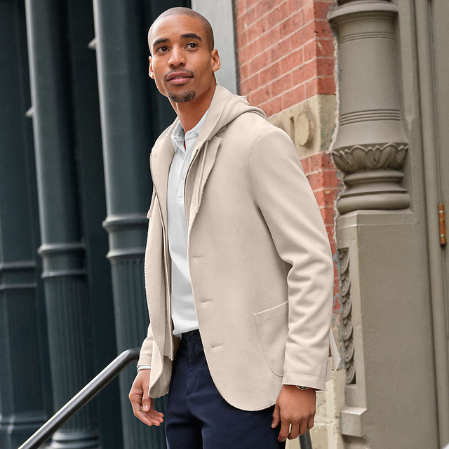 Men's Knit Blazer with Removable Hood