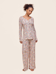 Meribel Knit Henley Long Sleeve Tee and Straight Leg Pant Set