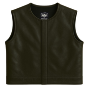 Legendary 'Lowlife NOP' Black Cropped Fitted Leather Club Style Motorcycle Vest