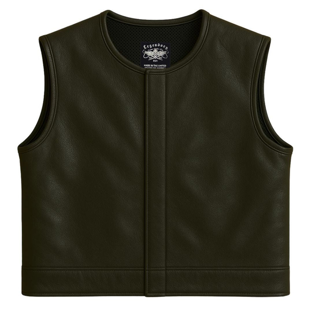 Legendary 'Lowlife NOP' Black Cropped Fitted Leather Club Style Motorcycle Vest