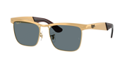RAY-BAN RB3875 Wayfarer Deluxe Sandblasted Legend Gold - Unisex Sunglasses, Dark Blue Polar Lens