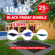 Summer Bundle! 10'x14' Rectangle Pro-Line In-ground Trampoline + LED Lights + Cover