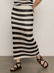 Crochet Sweater Skirt Black Chalk Stripe