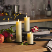 Ivory Flameless Candle Slim Pillar - Recessed Top - 2" Width