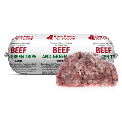 Signature Blend Pet Food for Dogs & Cats - Beef & Green Tripe Recipe, 1 lb | RawPawsPetFood.com