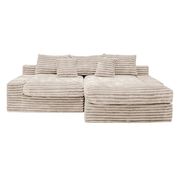 Flexo Corduroy Modular Loveseat Sofa with Chaise-Facing Right